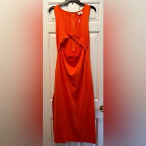 SHOWPO Bright Orange Cut-Out Ribbed Sweater/Stretch Dress (NWT) Size 14